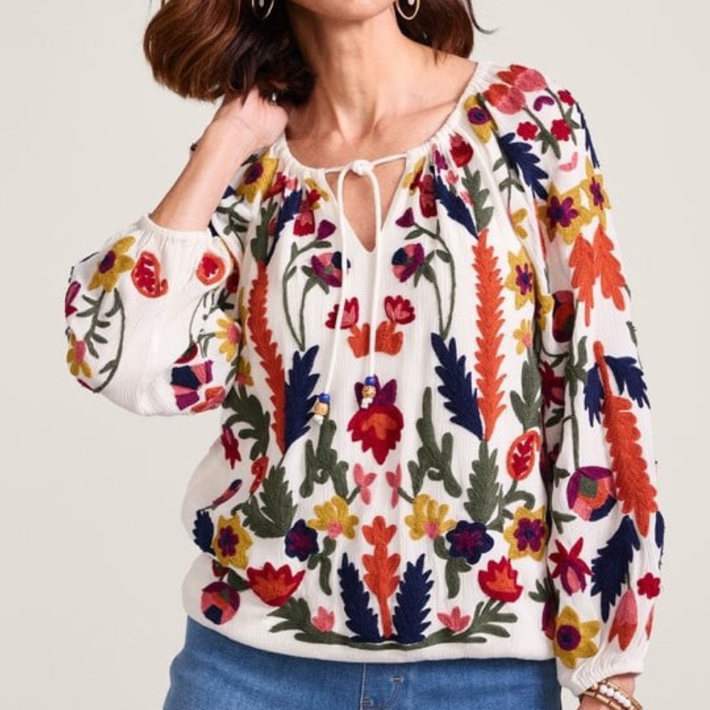 Soft Surroundings Banjara Gypsy Boho Peasant Top Sz M - Picture 3 of 13